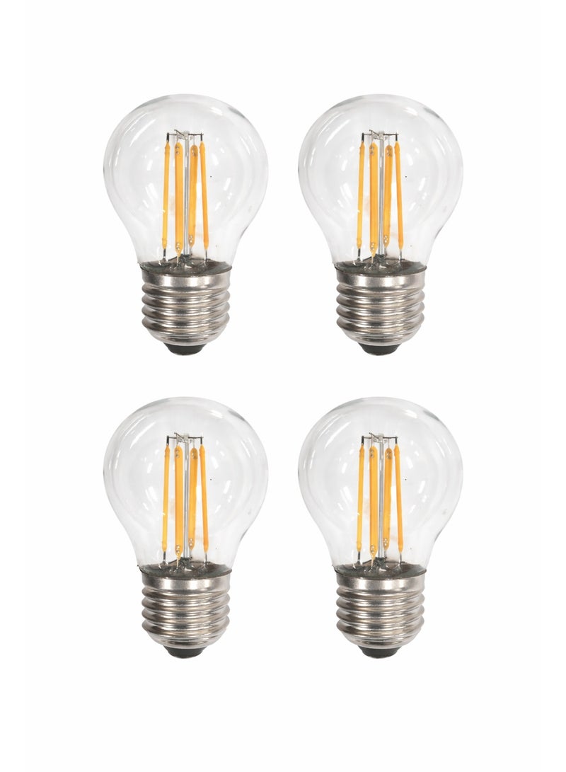 Set of 4 Dimmable 4W LED Round Filament Bulb E27 Base, 2700K Warm White, 480 Lumens, Clear Glass Decorative Light for Table Lamp, Floor Lamp and String Lights - MADE IN GERMANY - Image 1